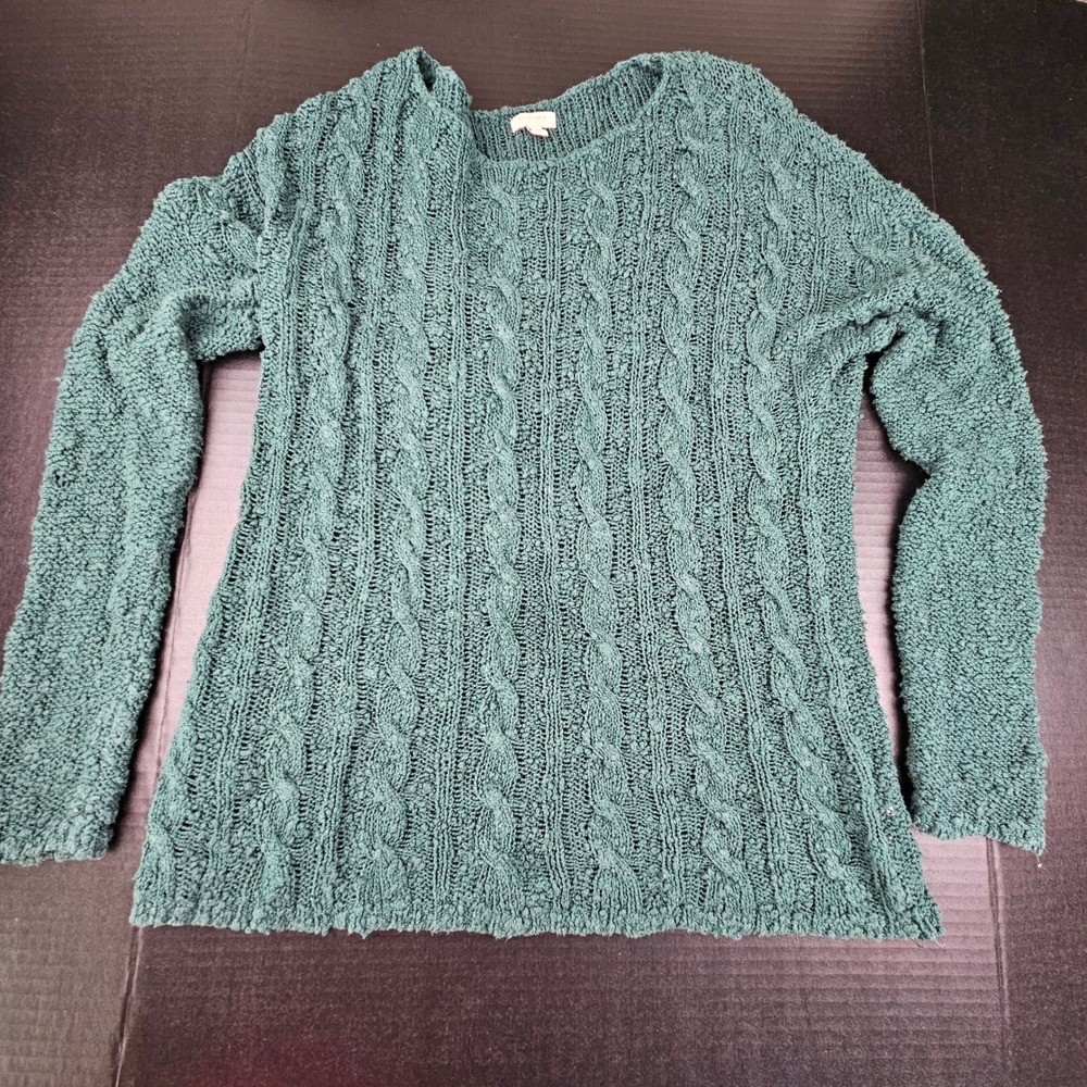 Sonoma Life Style Womens Medium Green Cable Knit Sweater Fairycore Whimsigoth